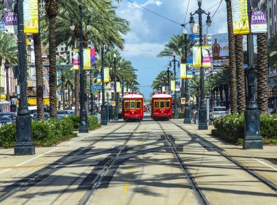 Streetcars are a familiar site in New Orleans.
